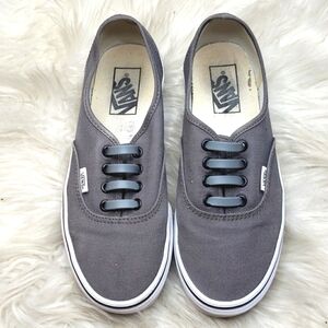 VANS AUTHENTIC Pewter black M6/W7.5 silicon stretch laces deck shoes